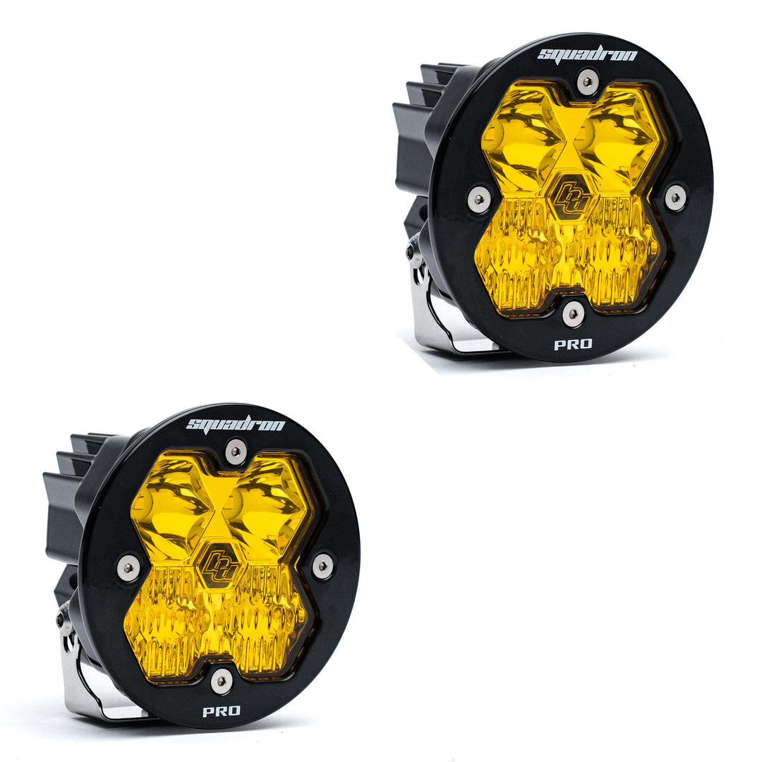 Squadron-R 2.0 Pro Black LED Auxiliary Light Pod Pair (No Harness) Universal Baja Amber Driving/Combo 59-7813-2NH