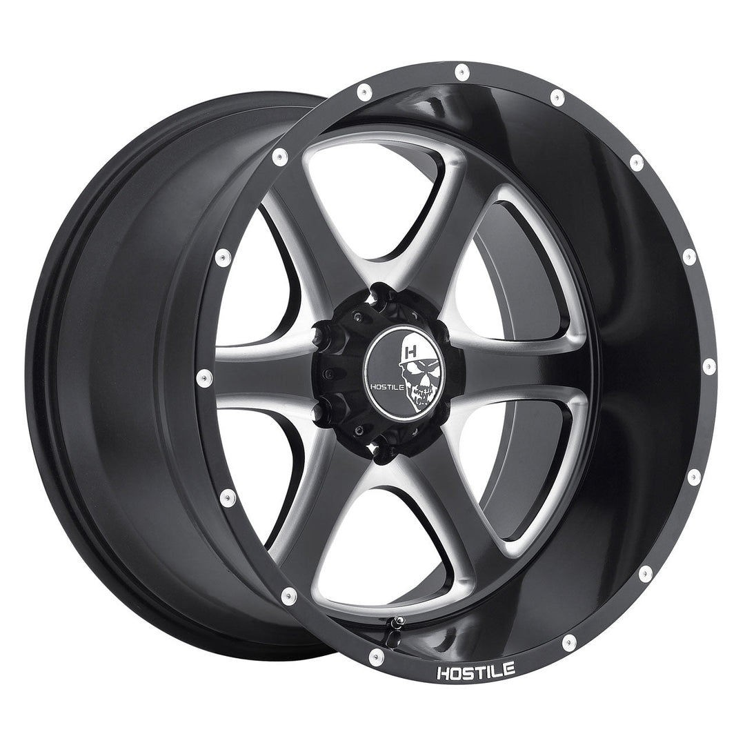 Hostile H105 Exile-6 | 20x12 | 6 On 139.7 | Offset -44 | Gloss Black with Mill Cut Details | SKU H105-2012655047B
