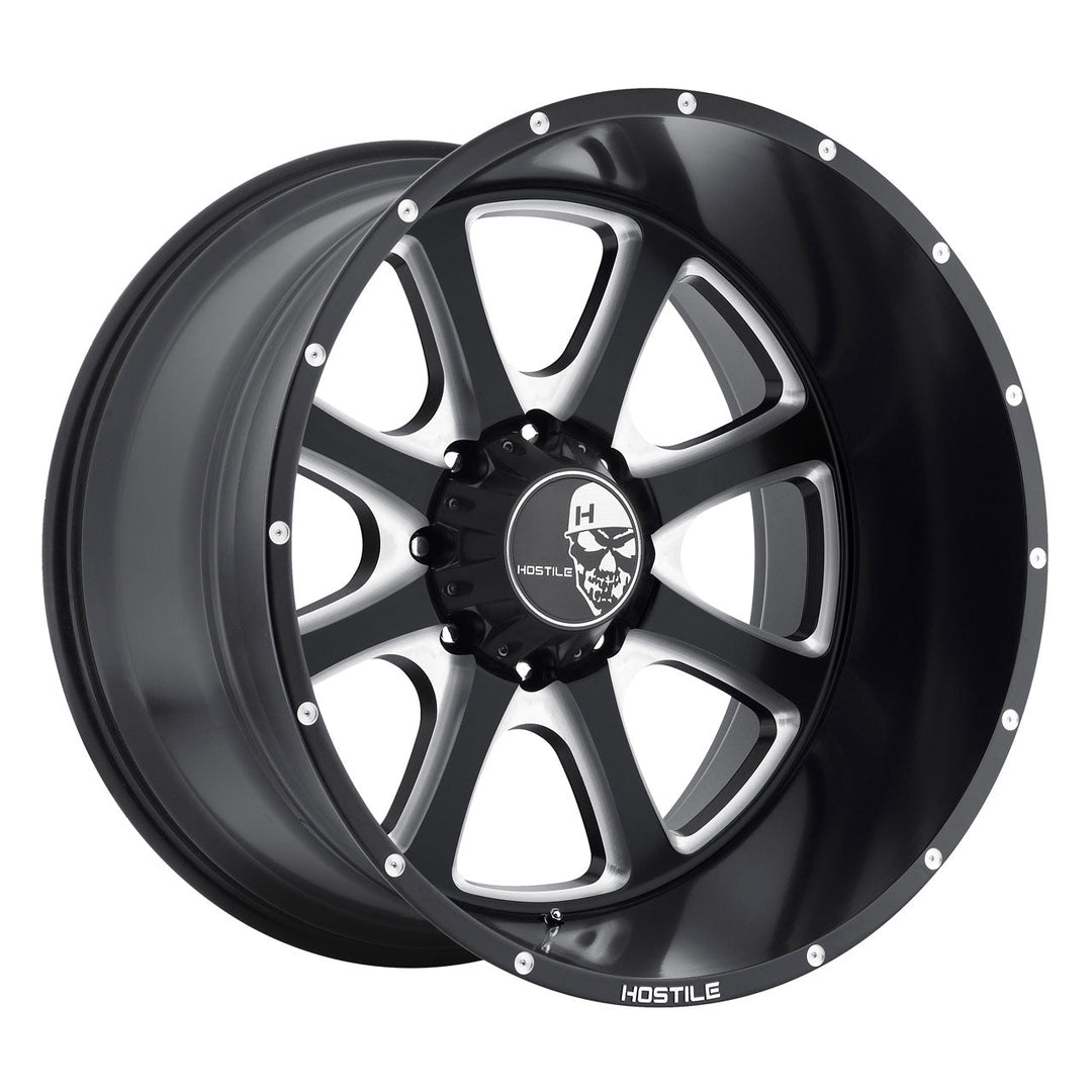 Hostile H105 Exile-8 | 20x12 | 8 On 180 | Offset -44 | Gloss Black with Mill Cut Details | SKU H105-2012818047B