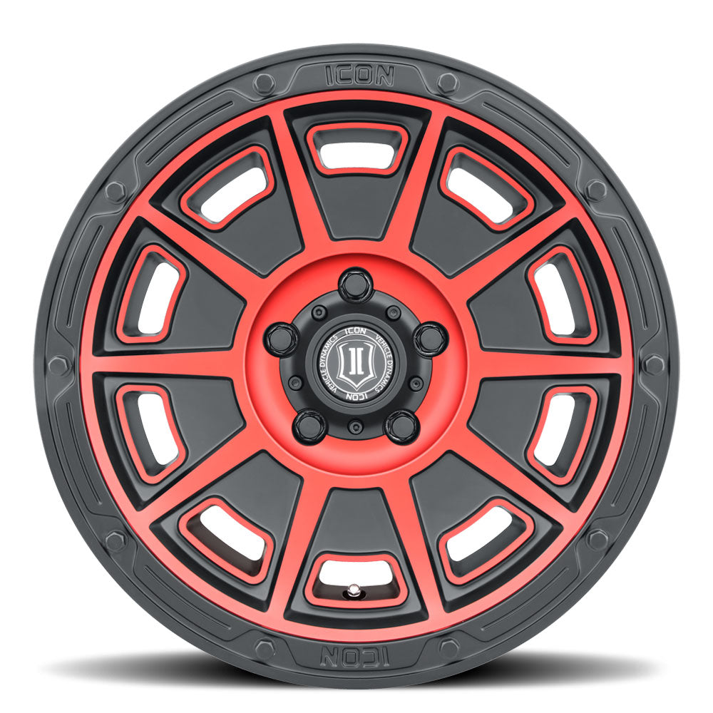 ICON Alloys Victory Satin Black w/Red 17x8.5 6x5.5 0mm Offset 4.75" BS (3017858347SBRT)