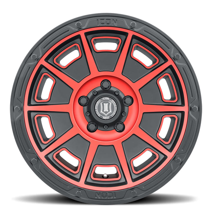 ICON Alloys Victory Satin Black w/Red 17x8.5 5x5 -6mm Offset 4.5" BS (3017857345SBRT)