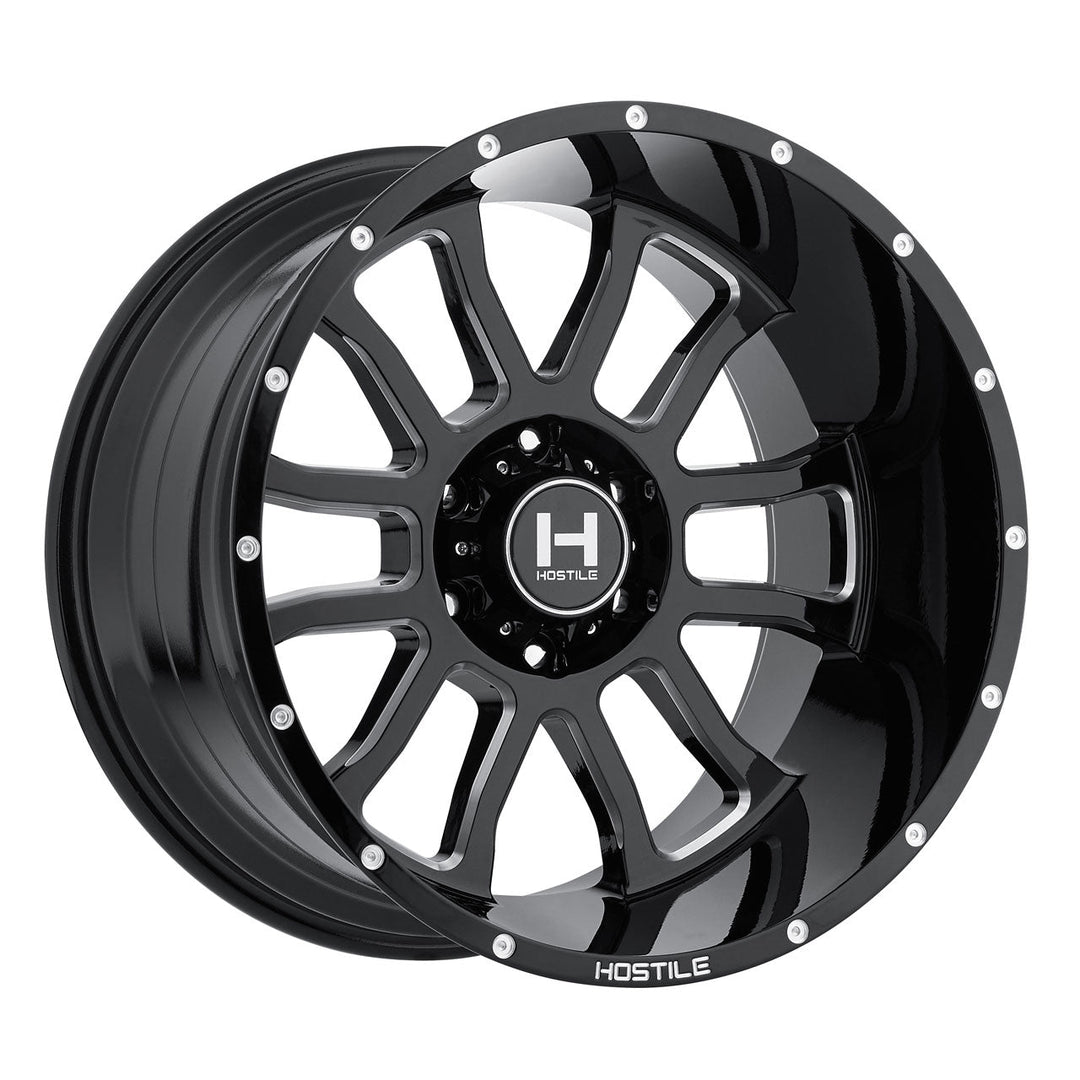 Hostile H107 Gauntlet | 20x9 | 6 On 139.7 | Offset 10 | Gloss Black with Mill Cut Details | SKU H107-2090655055B
