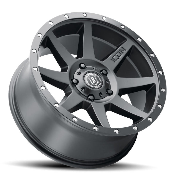 ICON Alloys Rebound Satin Black 20x9 5x5 -12mm Offset 4.5" BS (1820907345SB)