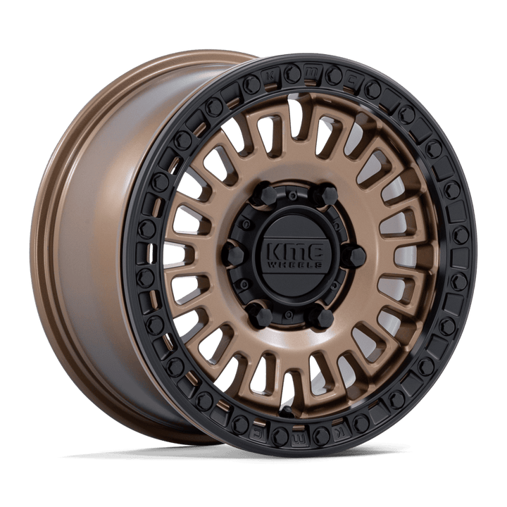 KMC KS242 Aztec UTV Beadlock Wheel - Matte Bronze w/ Matte Black Ring