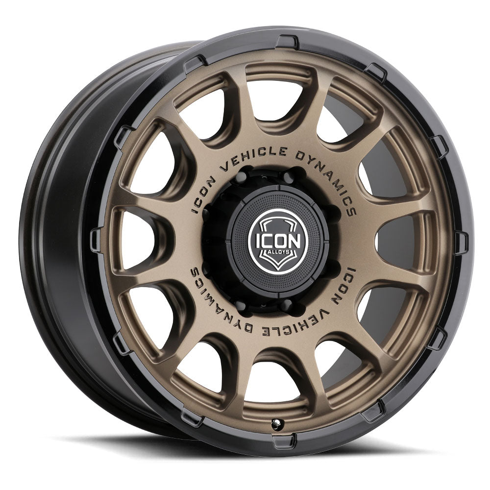 ICON Alloys Rancho Satin Bronze w/ Gloss Black Lip 20x9 8x6.5 12mm Offset 5.5" BS