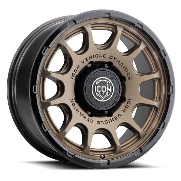ICON Alloys Rancho Satin Bronze w/ Gloss Black Lip 20x9 8x6.5 12mm Offset 5.5" BS