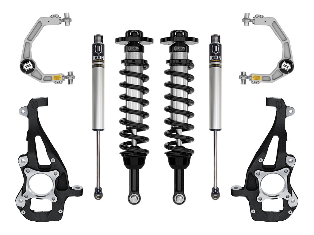 ICON 2021-2026 Ford F-150 4WD 3.5-4.5" Lift Stage 1 Suspension System Billet (K93141)