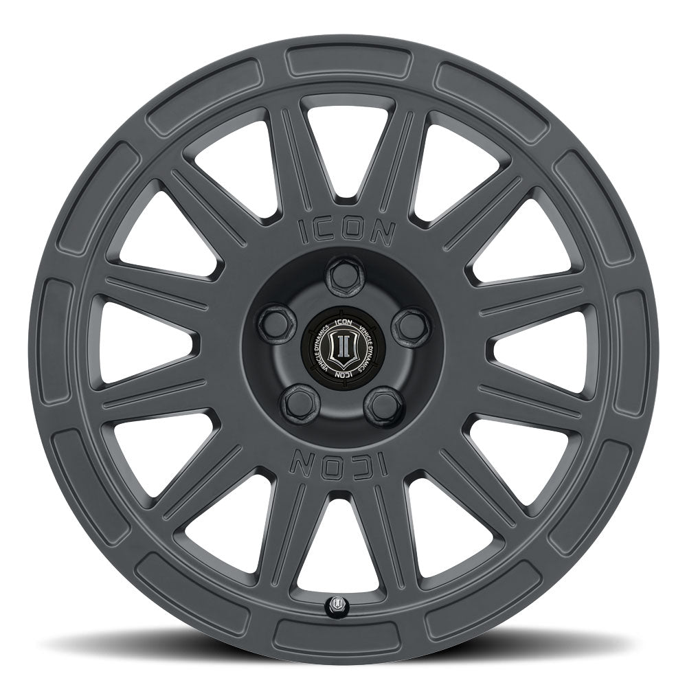 ICON Alloys Ricochet Satin Black 15x7 5x100 15mm Offset 4.6" BS (7015705046SB)