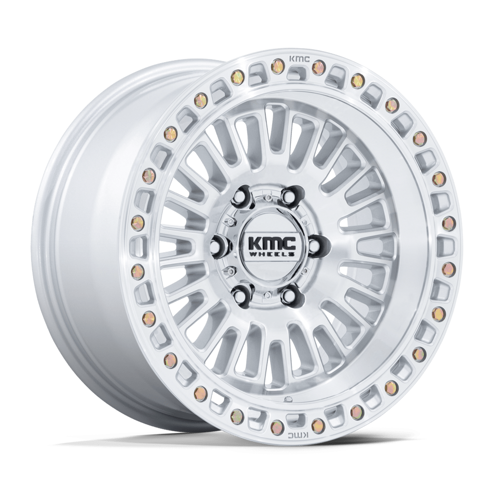 KMC KM554 Aztec Wheel - Gloss Silver w/ Machined Face