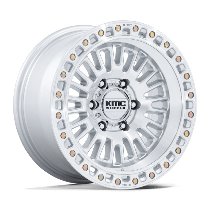 KMC KM554 Aztec Wheel - Gloss Silver w/ Machined Face