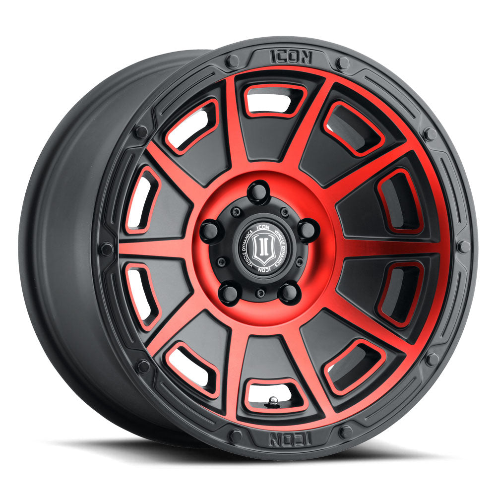 ICON Alloys Victory Satin Black w/Red 17x8.5 6x135 6mm Offset 5" BS (3017856350SBRT)