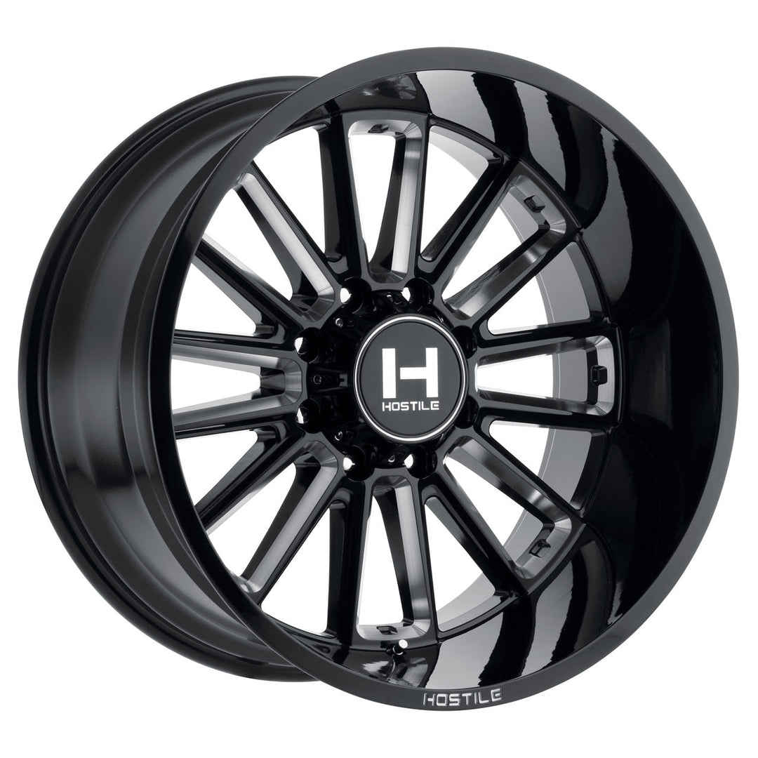 Hostile H115 Predator | 20x10 | 5 On 139.7 | Offset -19 | Black with Milled (Blade Cut) Spokes | SKU H115-2010513947B