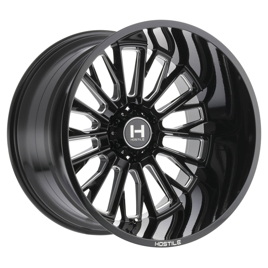 Hostile H114 Fury | 20x12 | 8 On 180 | Offset -44 | Gloss Black with Mill Cut Details | SKU H114-2012818047B