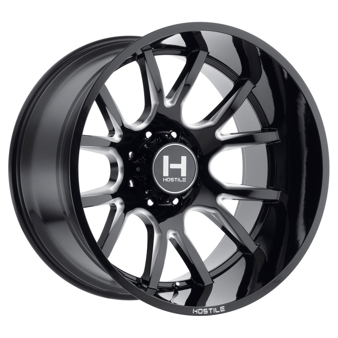 Hostile H113 Rage | 20x9 | 8 On 180 | Offset 0 | Gloss Black with Mill Cut Details | SKU H113-2090818050B