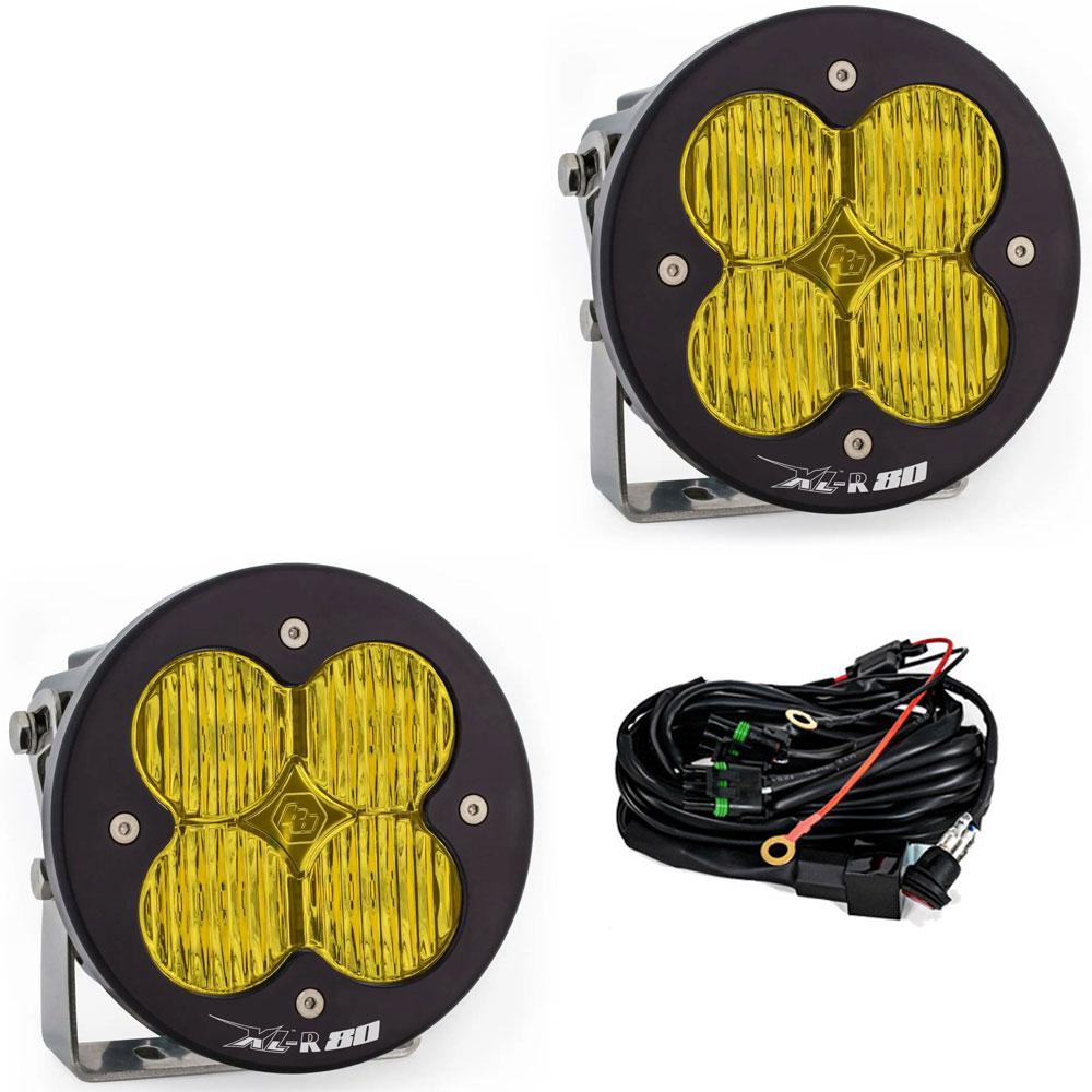 LED Light Pods Baja Amber Lens Wide Cornering Pattern Pair XL R 80 Series 767815