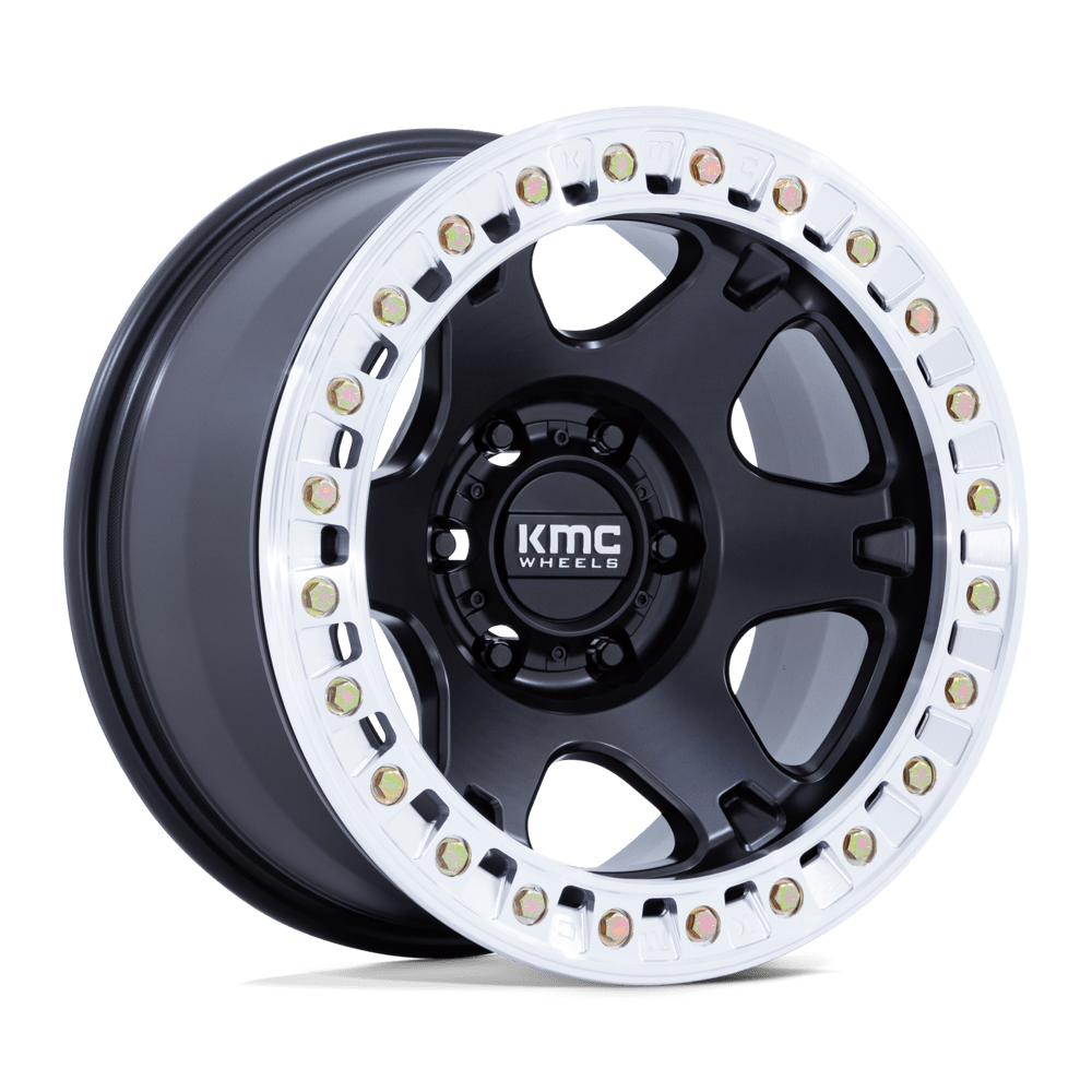 KMC KM238 VI Beadlock Wheel - Satin Black w/ Machined Ring