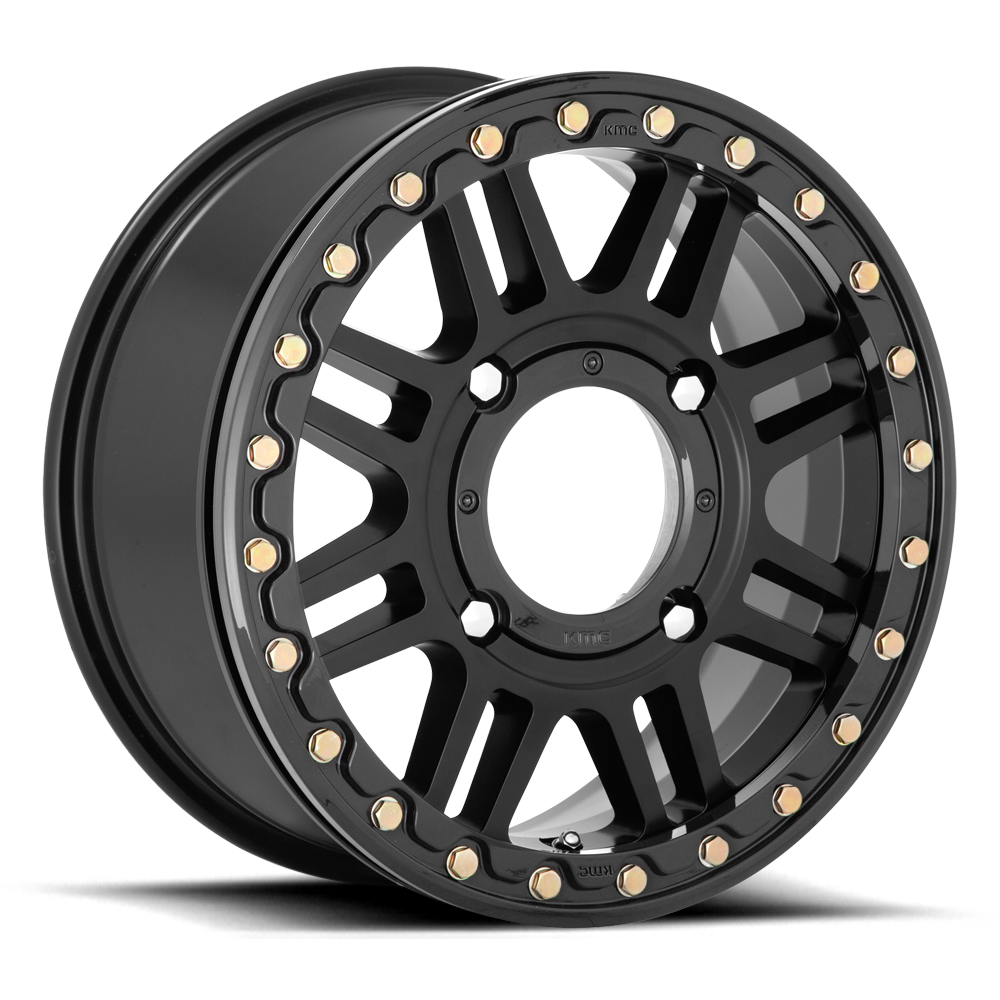 KMC KS250 Cage UTV Beadlock Wheel - Satin Black w/ Gloss Black Ring