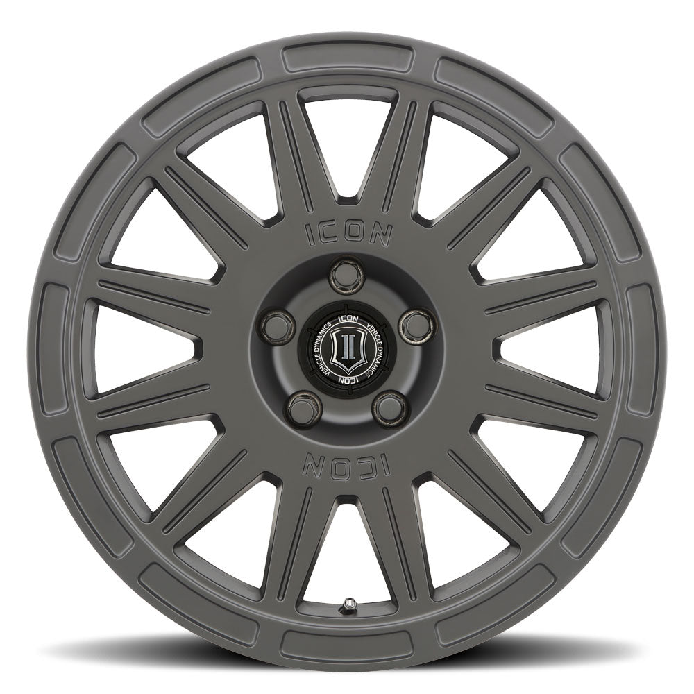 ICON Alloys Ricochet Satin Black 17x8 5x108 38mm Offset 6" BS (7017803160SB)