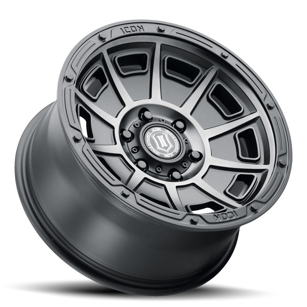 ICON Alloys Victory Smoked Satin Black 17x8.5 /5x4.5 0mm Offset 4.75" BS (3017856547SSBT)