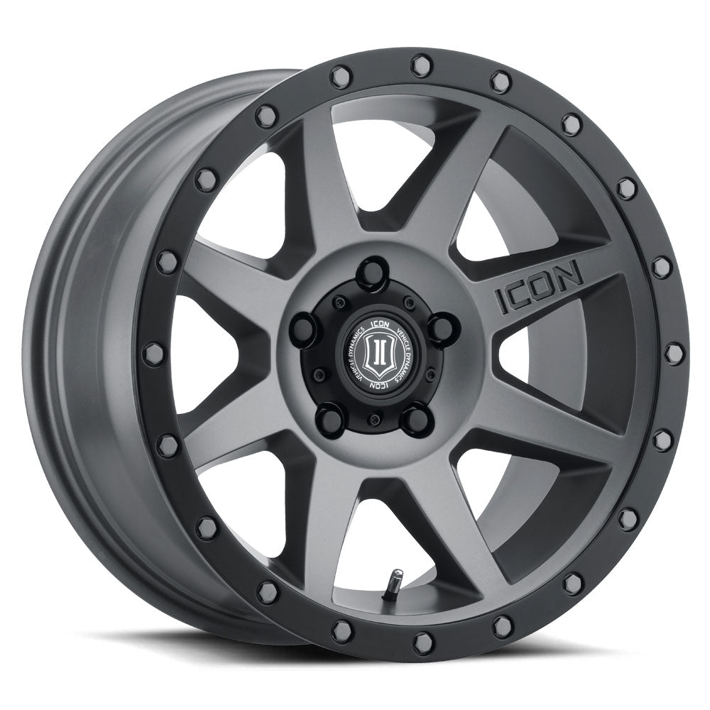 ICON Alloys Rebound Titanium 17x8.5 5x5.5 0mm Offset 4.75" BS (1817858547TT)