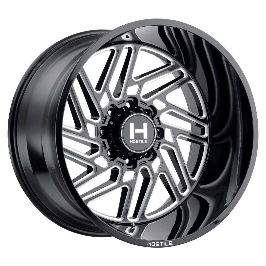 Hostile H116 Jigsaw | 22x14 | 8 On 165.1 | Offset -76 | Gloss Black with Mill Cut Details | SKU H116-2214816545B