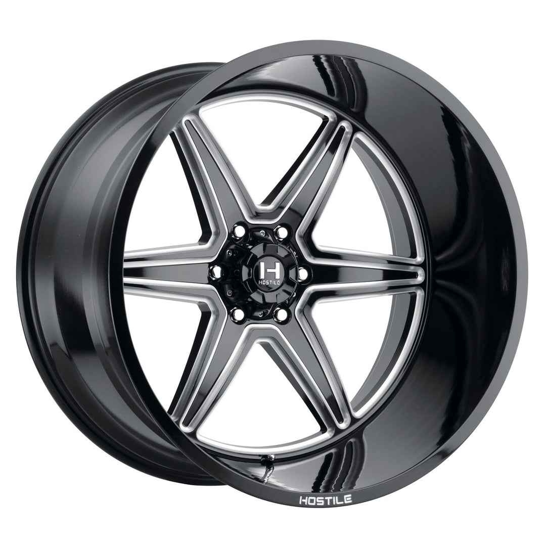 Hostile H117 Venom | 20x9 | 6 On 135 | Offset 12 | Gloss Black with Mill Cut Details | SKU H117-2090613555B
