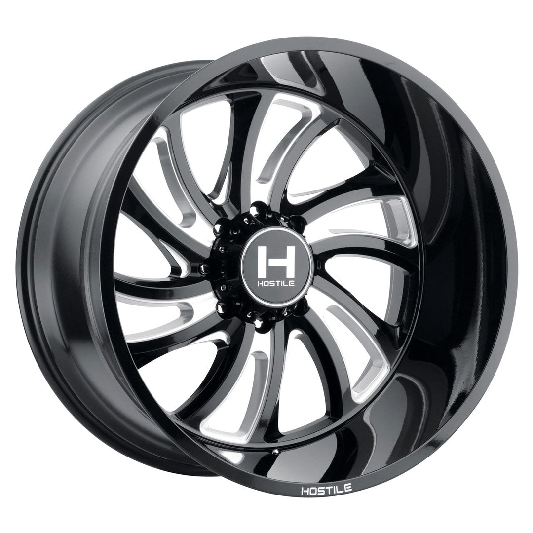 Hostile H118 Demon | 20x12 | 8 On 180 | Offset -44 | Gloss Black with Mill Cut Details | SKU H118-2012818047B