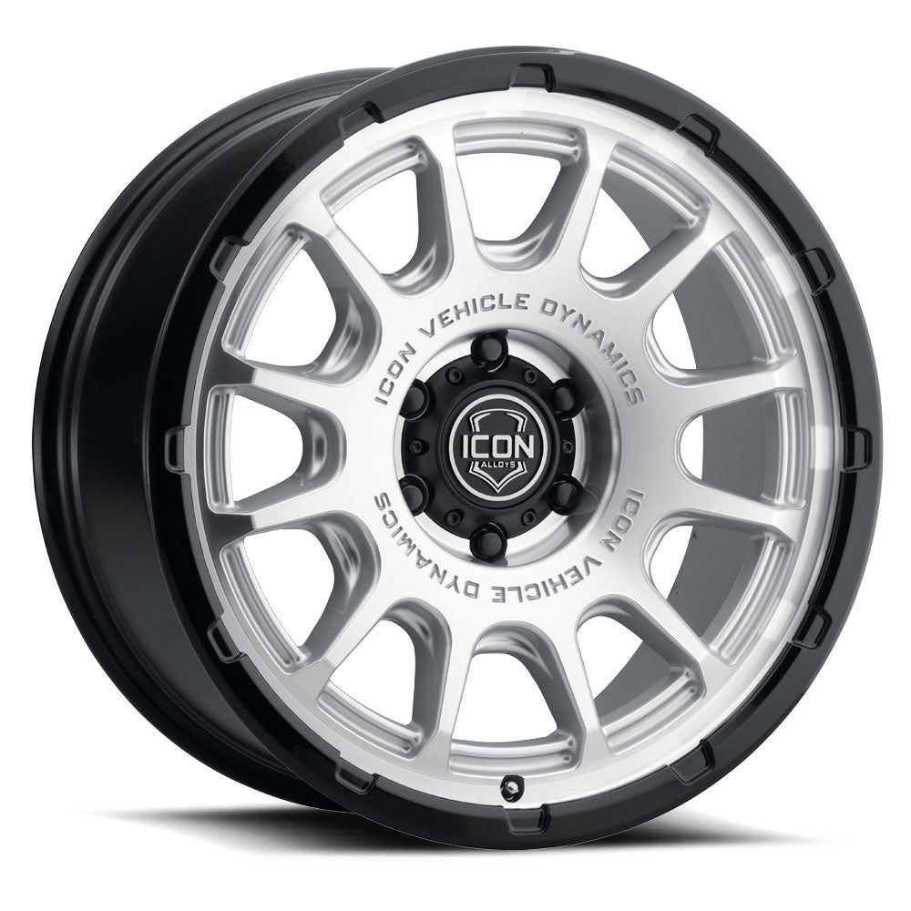 ICON Alloys Rancho Silver Machined w/ Gloss Black Lip 20x9 6x135 16mm Offset 5.625" BS