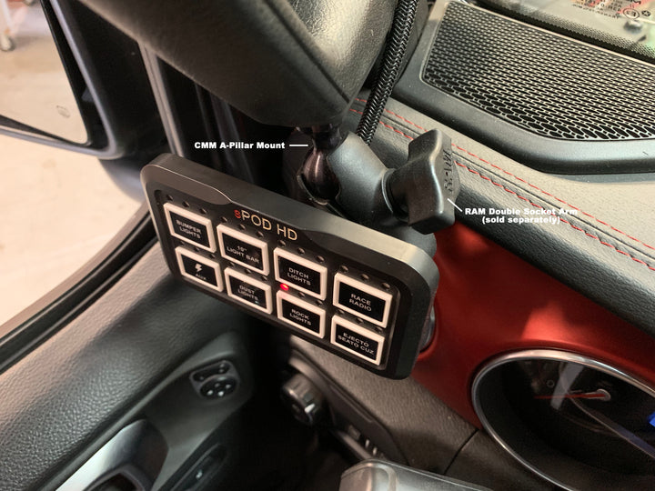 CMM A-Pillar 1 Inch Ball Mount Solution Jeep 2018-2023 Wrangler JL 2018-2023 Gladiator sPOD | SKU 860215