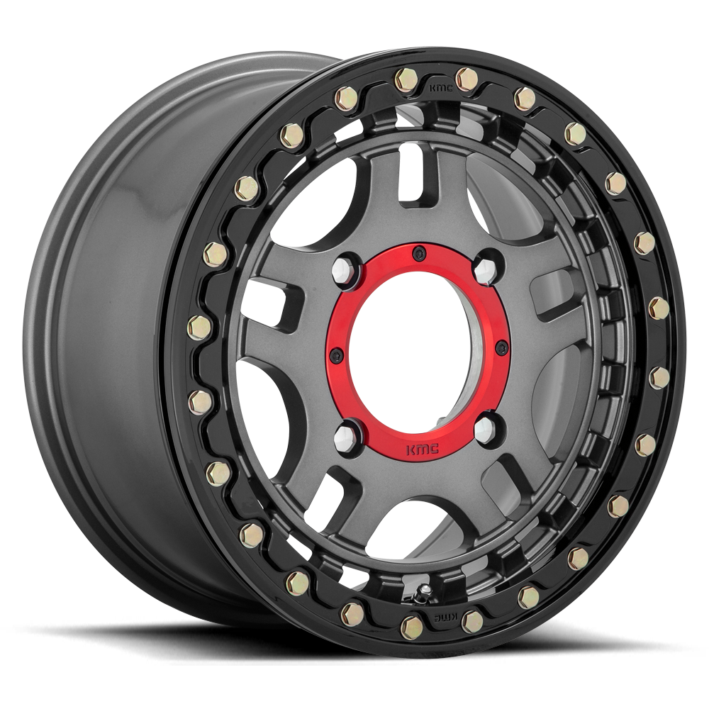 KMC KS240 Recon UTV Beadlock Wheel - Gunmetal w/ Gloss Black Ring