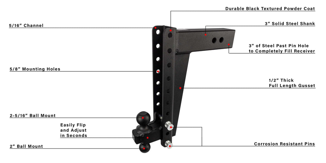 BulletProof 3.0" Heavy Duty 14" Drop/Rise Hitch (HD3014)