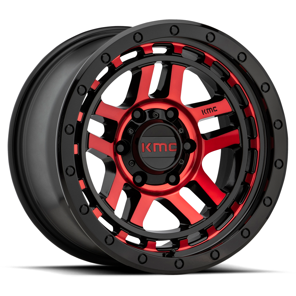 KMC KM540 Recon Wheel - Gloss Black Machined w/ Red Tint