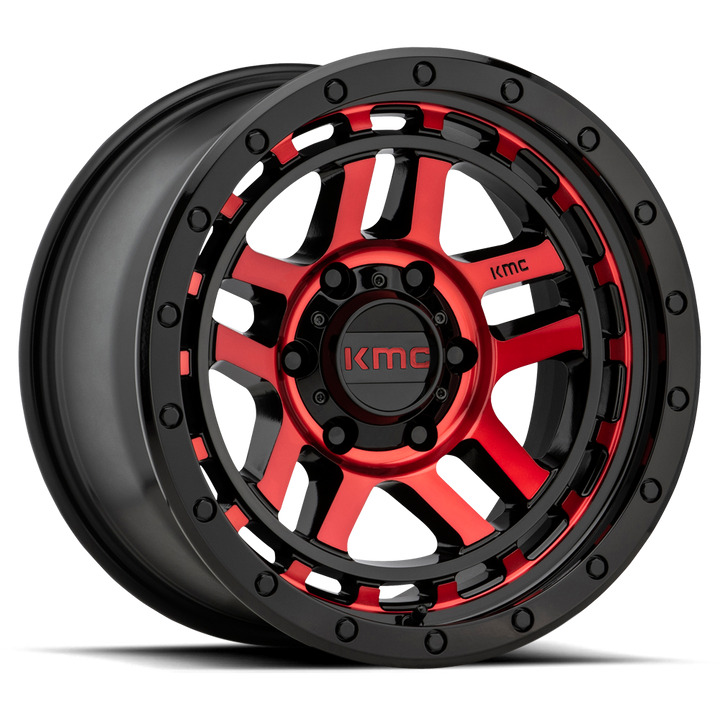 KMC KM540 Recon Wheel - Gloss Black Machined w/ Red Tint