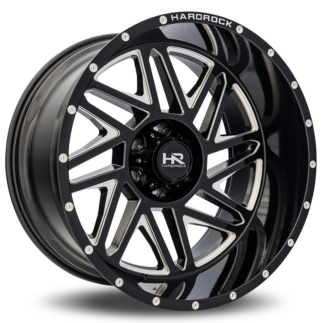 Hardrock Offroad H501 Bones Xposed | 20x12 | 6 On 139.7 | Offset -44 | Gloss Black with CNC Machined Detailing | SKU H501-201283144BM