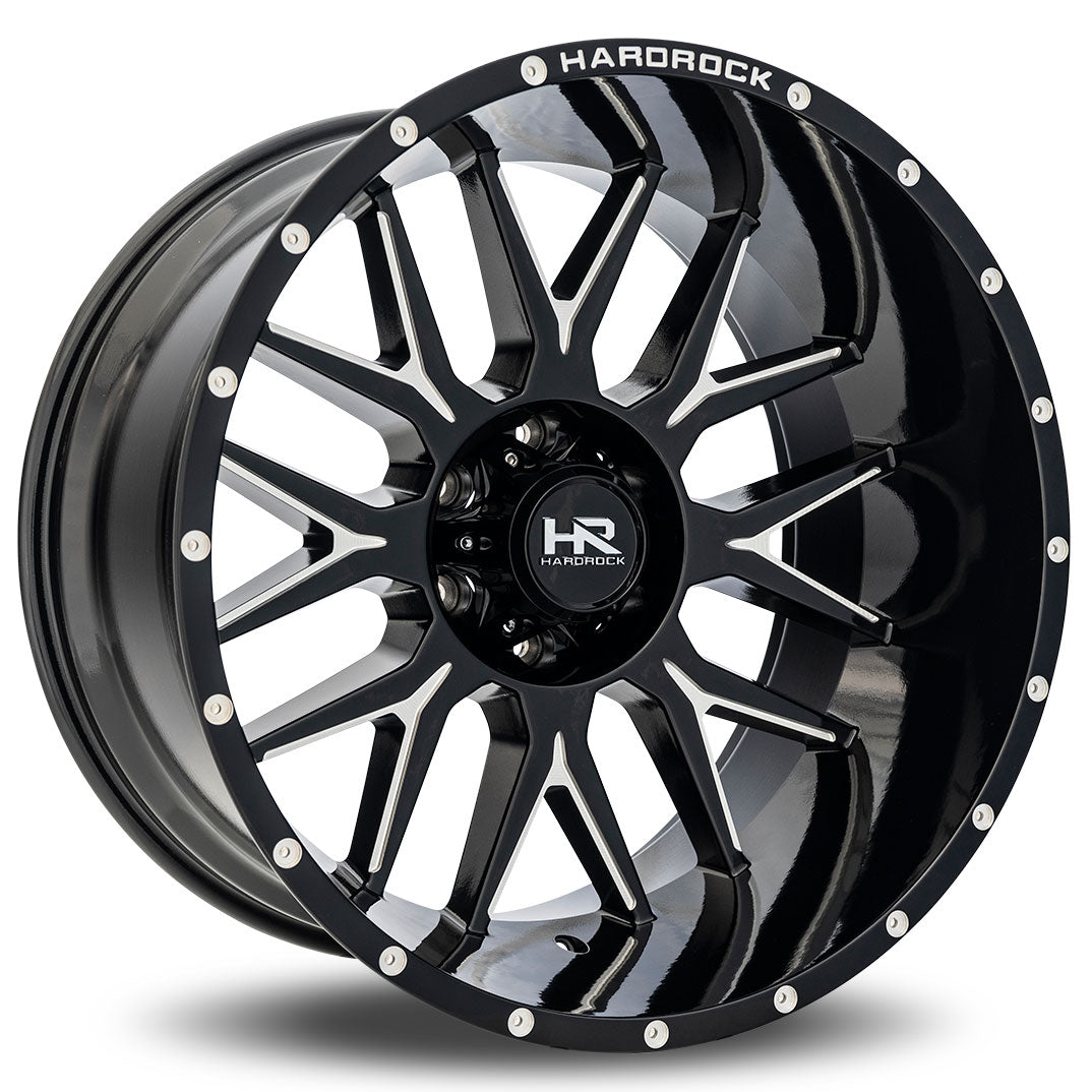 Hardrock Offroad H500 Affliction Xposed | 22x12 | 5 On 127 | Offset -44 | Gloss Black with CNC Machined Detailing | SKU H500-221273144BM