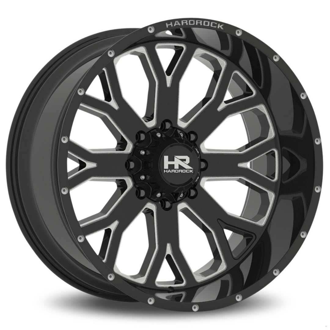 Hardrock Offroad H504 Slammer Xposed | 22x12 | 5 On 139.7 | Offset -44 | Gloss Black with CNC Machined Detailing | SKU H504-221285144BM