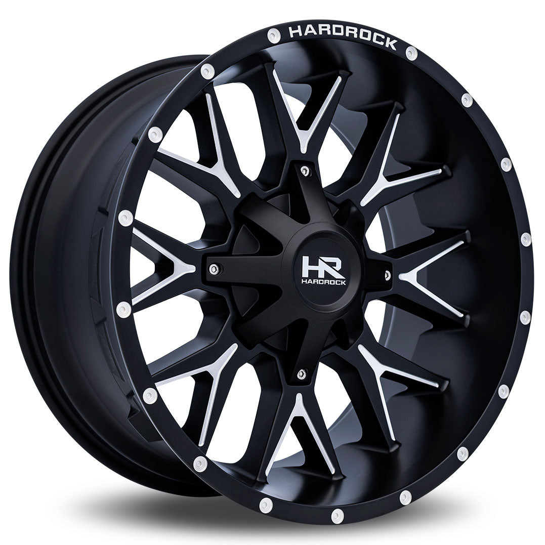 Hardrock Offroad H700 Affliction | 20x10 | 8 On 180 | Offset -19 | Satin Black with CNC Machined Detailing | SKU H700-201078119BM