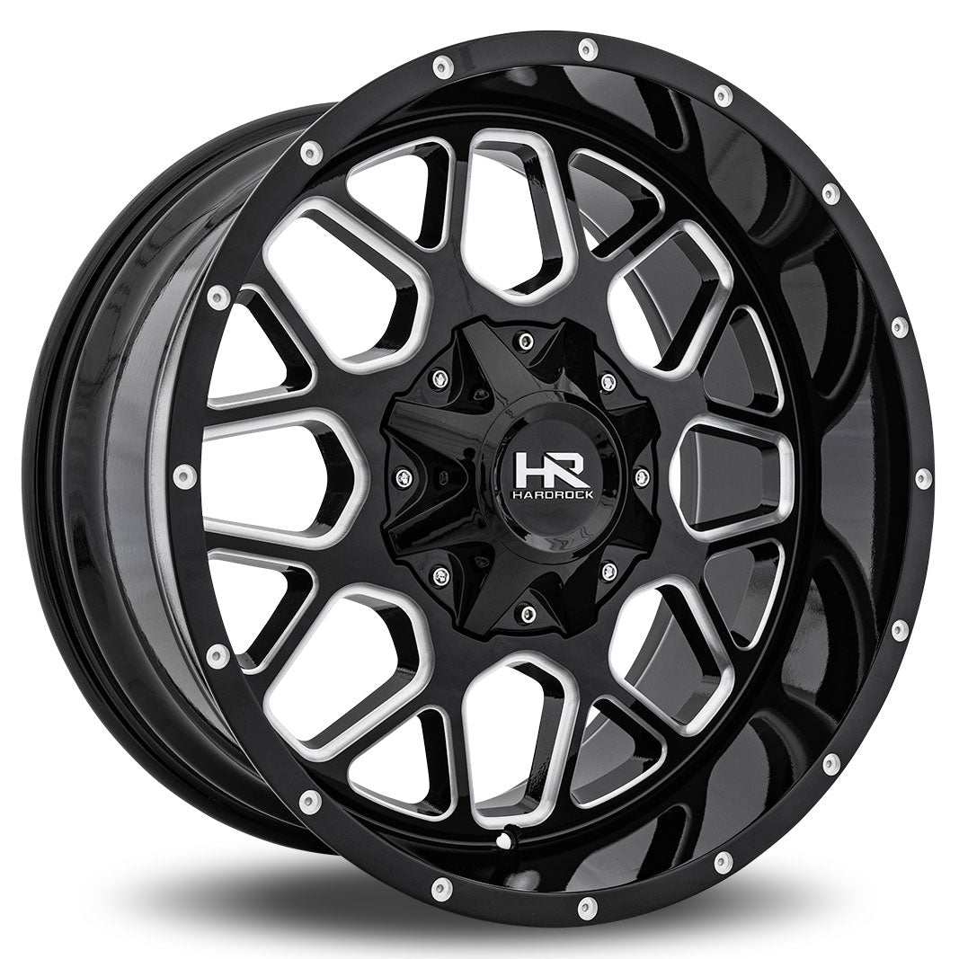 Hardrock Offroad H705 Gunner | 20x10 | 6 On 135/139.7 | Offset -19 | Gloss Black with CNC Machined Detailing | SKU H705-201037119GBM