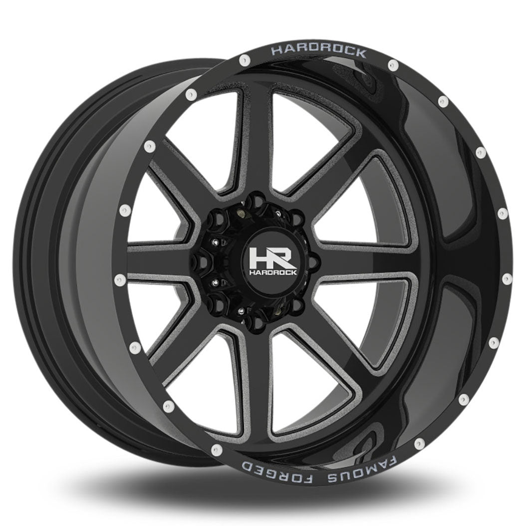 Hardrock Offroad H803 Famous Forged | 22x12 | 8 On 170 | Offset -51 | Gloss Black with CNC Machined Detailing | SKU H803-221270151BM
