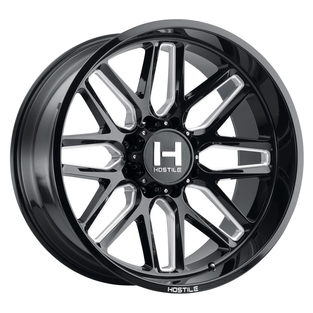 Hostile H120 Vulcan | 24x12 | 8 On 170 | Offset -44 | Gloss Black with Mill Cut Details | SKU H120-2412817047B