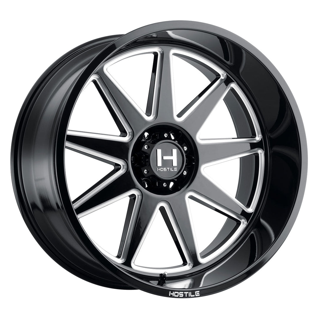 Hostile H121 Omega | 20x10 | 8 On 170 | Offset -19 | Gloss Black with Mill Cut Details | SKU H121-2010817047B