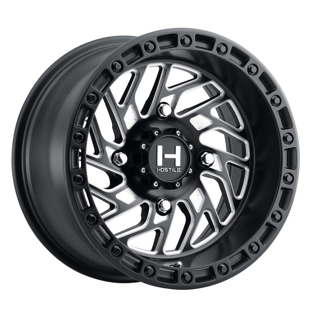 Hostile H116 Jigsaw UTV | 15x10 | 4 On 156 | Offset 0 | Satin Black with CNC Machined Detailing | SKU H116-1510415654M