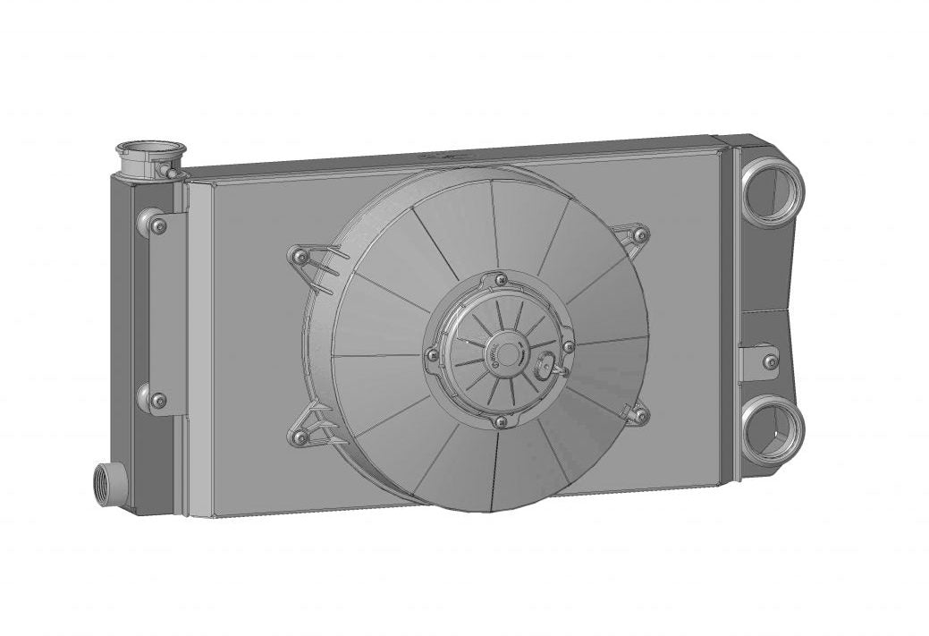 C&R Scirocco Drag Radiator Module Open 22" x 10.5" -20 AN w/ 10" Fan & Shroud 939-22110
