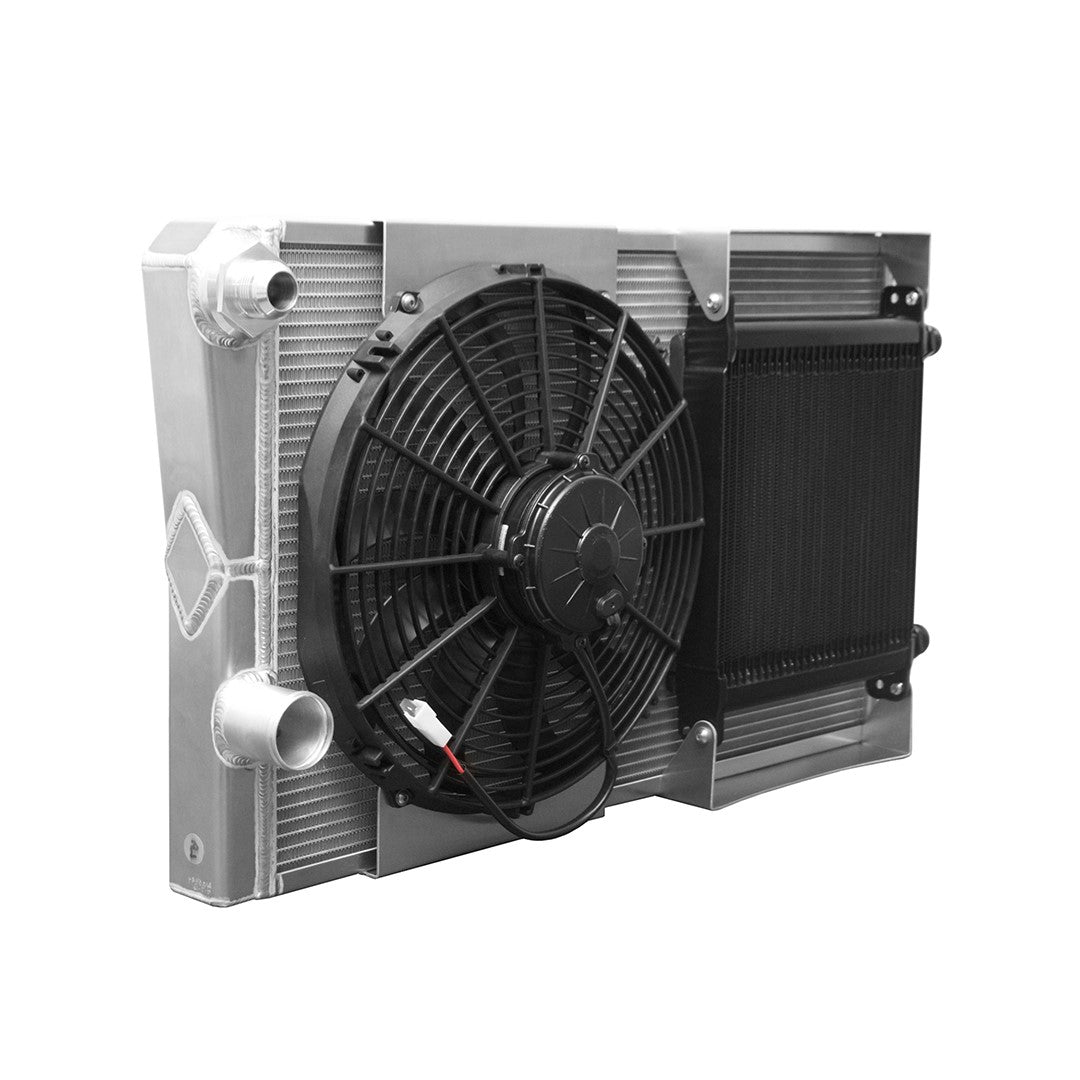 C&R Ford Late Model Radiator Module Closed 27.5" x 16.26" w/ 13" Fan & PWR Oil Cooler 948-28163