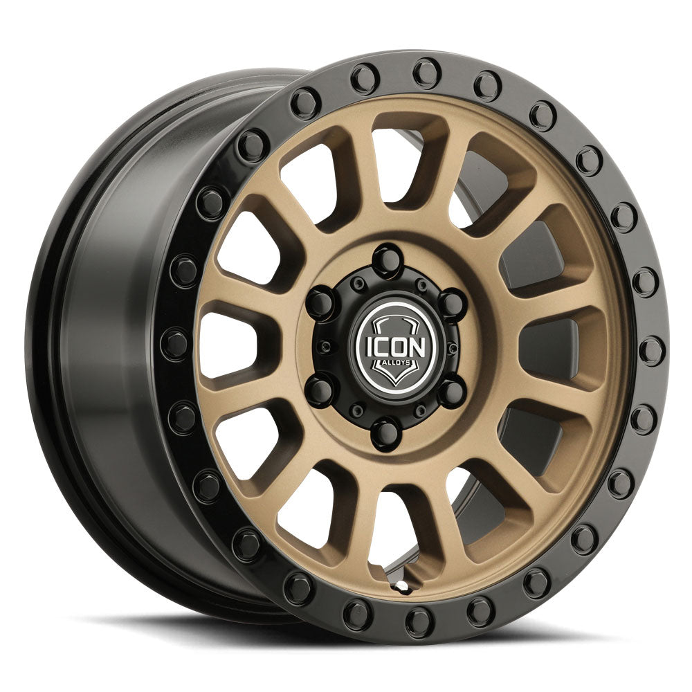 ICON Alloys Hulse Satin Bronze w/Gloss Black Lip & Bolts 17x8.5 6x5.5 25mm OS 5.75" BS