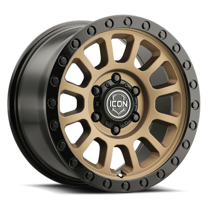 ICON Alloys Hulse Satin Bronze w/ Gloss Black Lip & Bolts 18x9 6x5.5 25mm Offset 6" BS