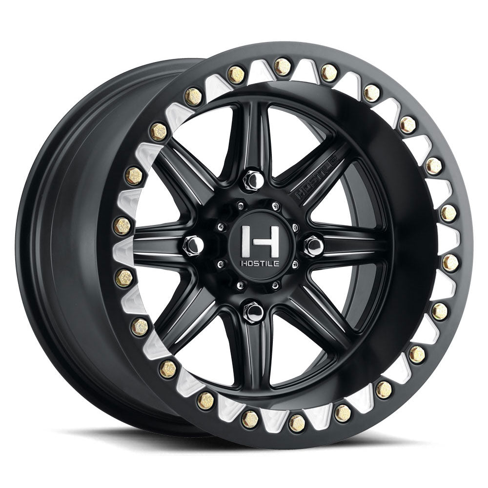 Hostile H309 Alpha UTV | 15x10 | 4 On 137 | Offset 0 | Satin Black with CNC Machined Detailing | SKU H309-1510413754M