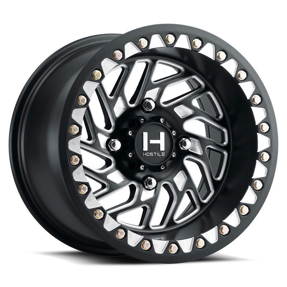 Hostile H316 Jigsaw UTV | 15x7 | 4 On 156 | Offset 13 | Satin Black with CNC Machined Detailing | SKU H316-1570415644M