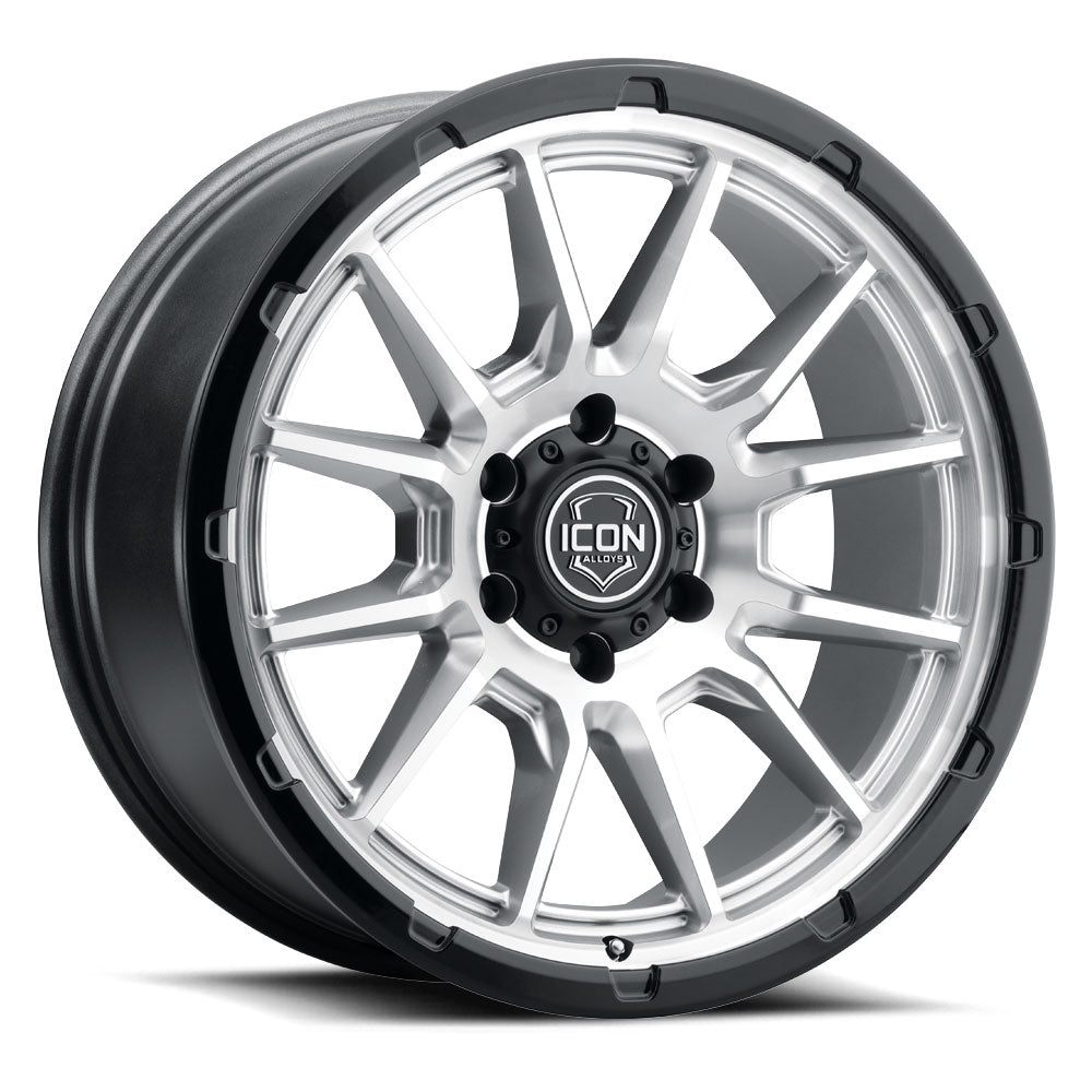 ICON Alloys Cajon Silver Machined w/ Gloss Black Lip 20x9 5x150 16mm Offset 5.625" BS
