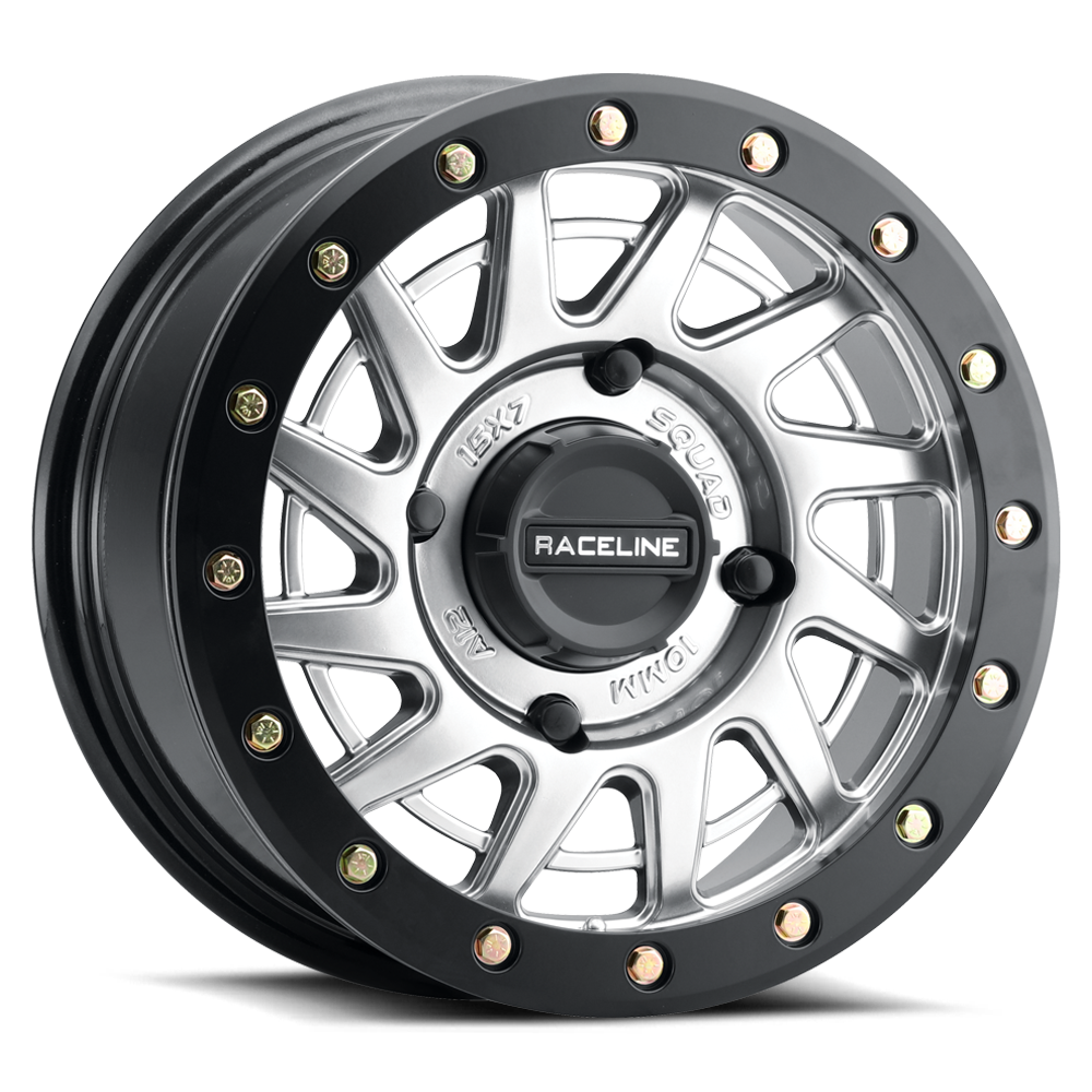 Raceline Squad Beadlock UTV A12SB 15x7 4 on 156 +38 Offset Hyper Silver Satin Black Beadlock Ring